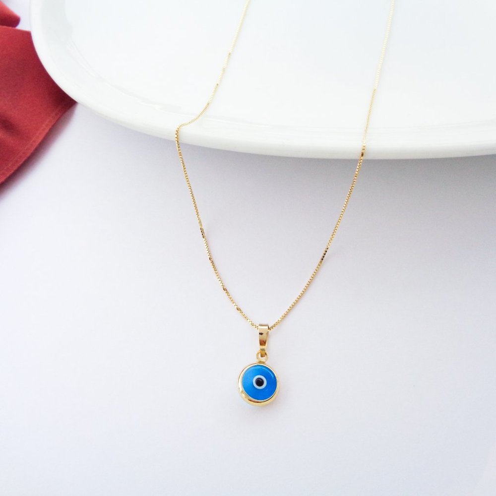 10K Real Gold Evil Eye Necklace Evil Eye Protection Pendant Solid Gold